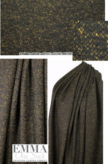 Italian wool blend dijon/black tweed coating