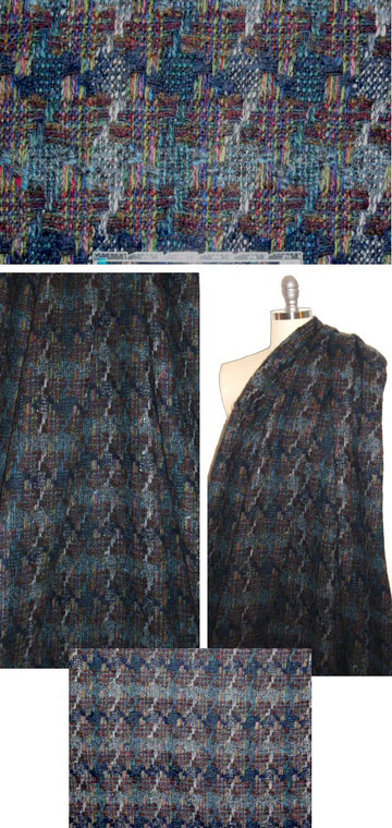 Italian intricate weave plaid wool blend coating 2 yds