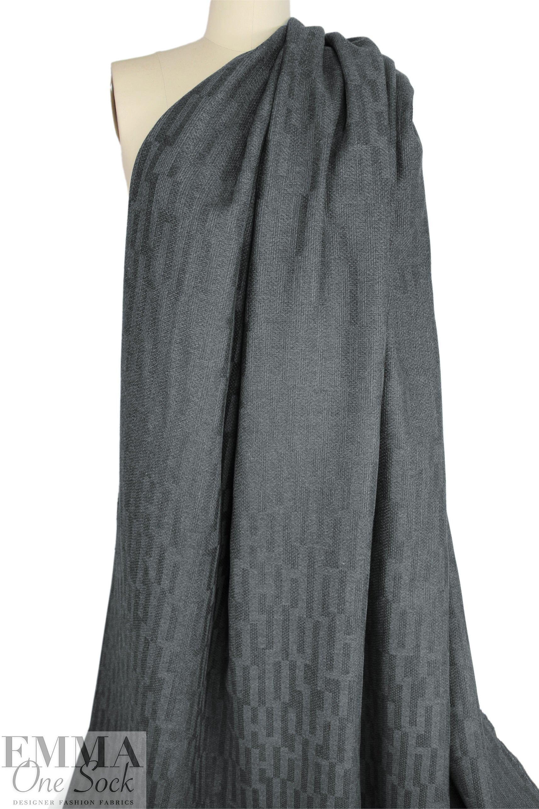 Italian all wool bar pattern textured coating - gunmetal 2 yd