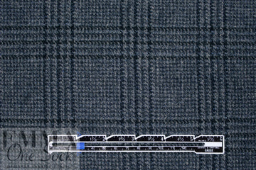 Italian all wool glen plaid suiting - dusty blue/black 1.66 yd