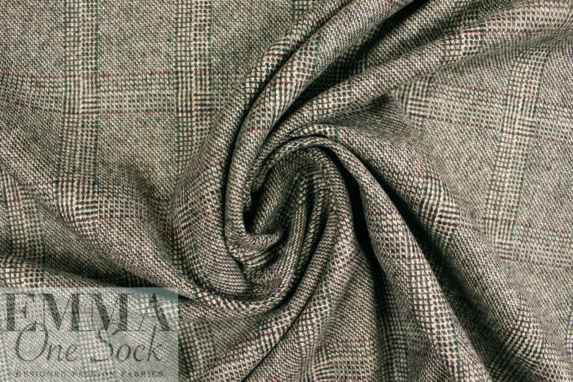 Italian all wool window plaid suiting - earth/brick 1.5 yds