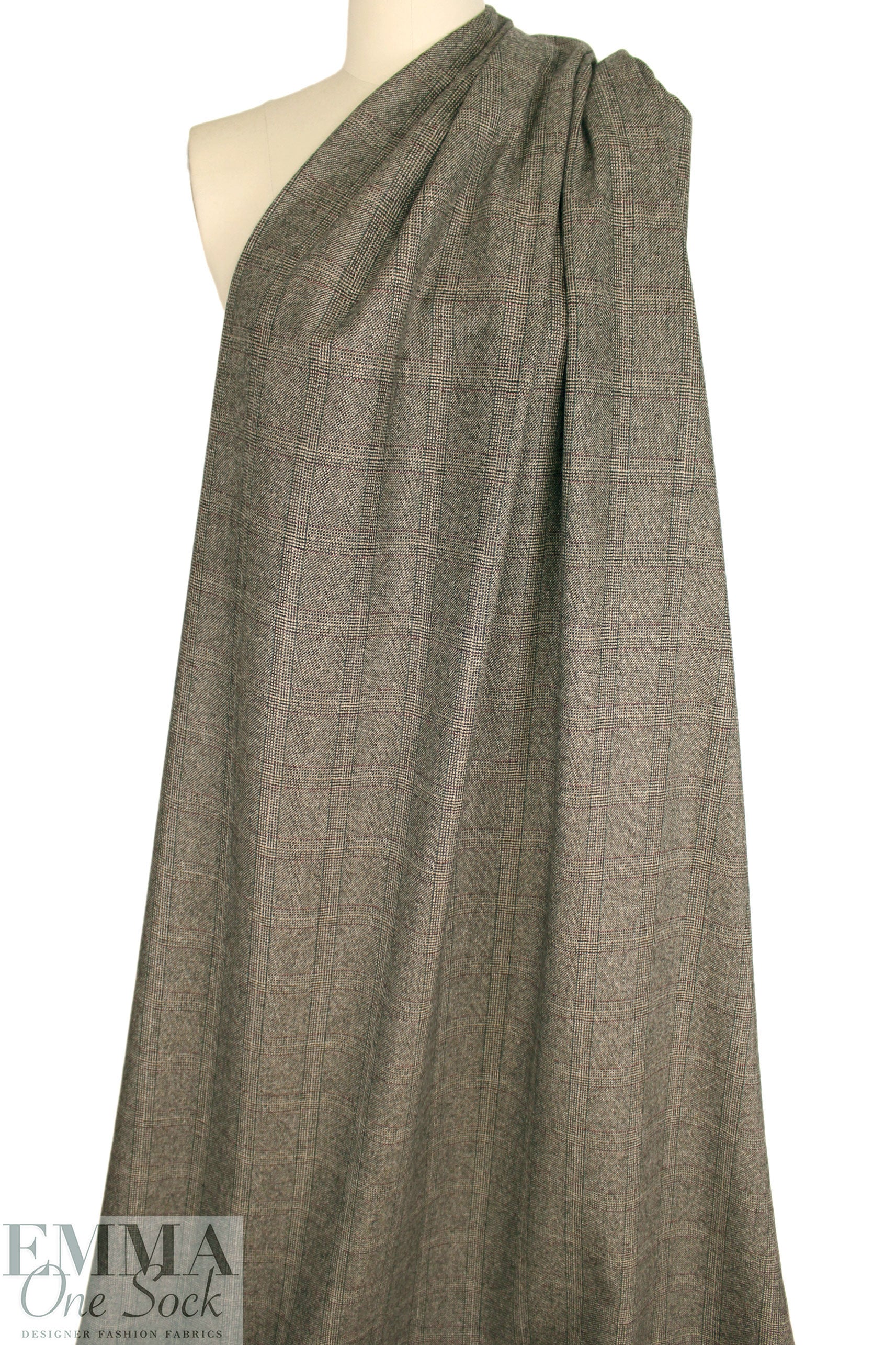 Italian all wool window plaid suiting - earth/brick 1.5 yds
