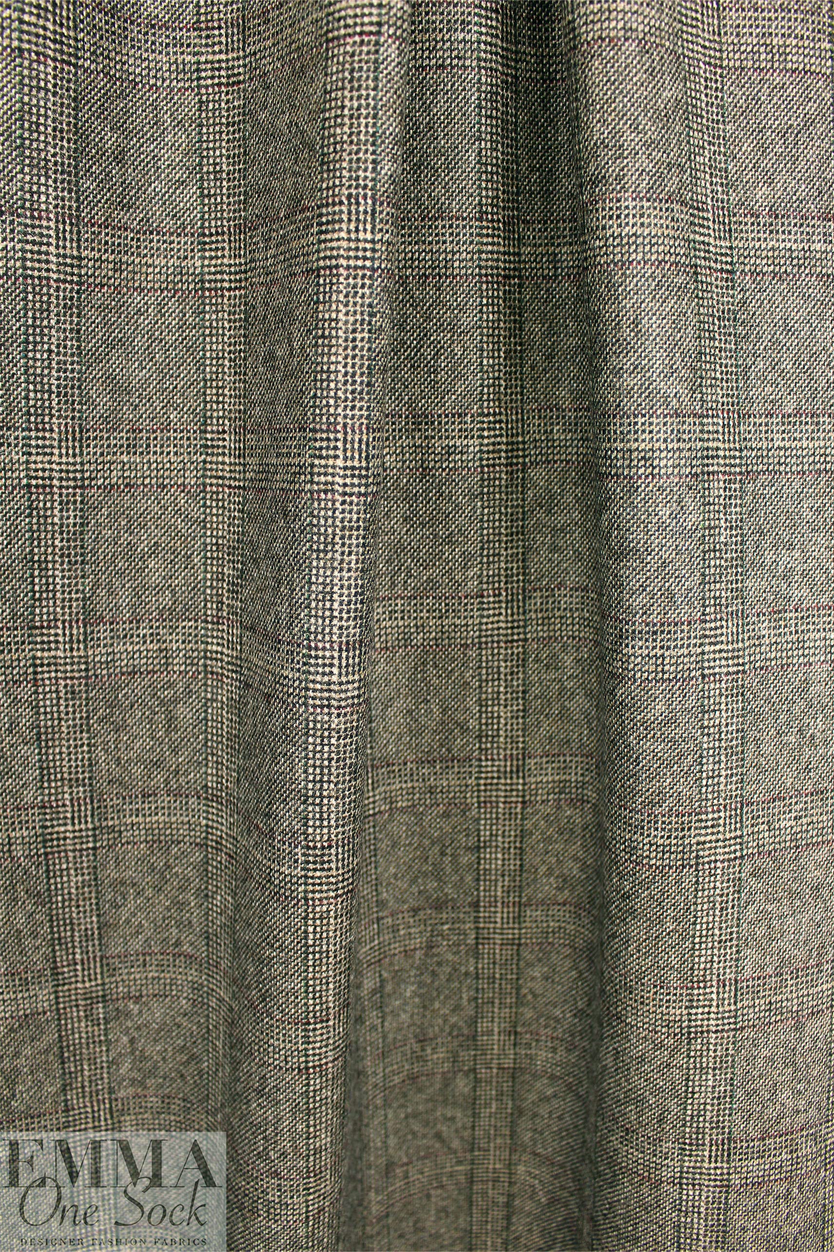 Italian all wool window plaid suiting - earth/brick 1.5 yds