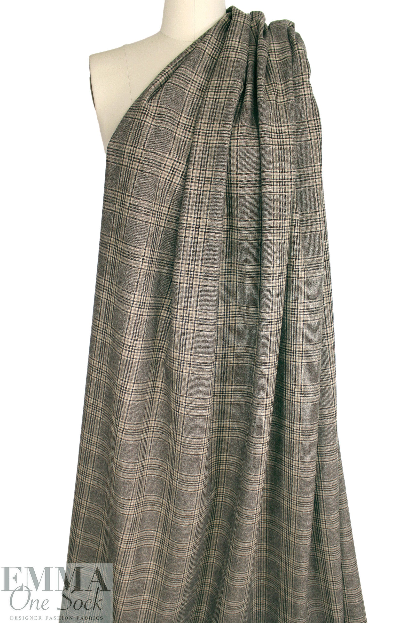 Italian wool/cashmere/silk glen plaid suiting - earthtones 2 yds
