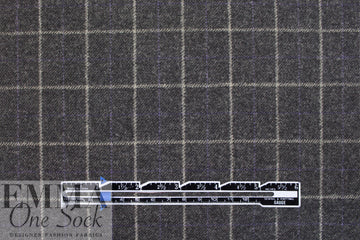 Italian all wool brushed twill windowpane suiting - charcoal 1.875 yd