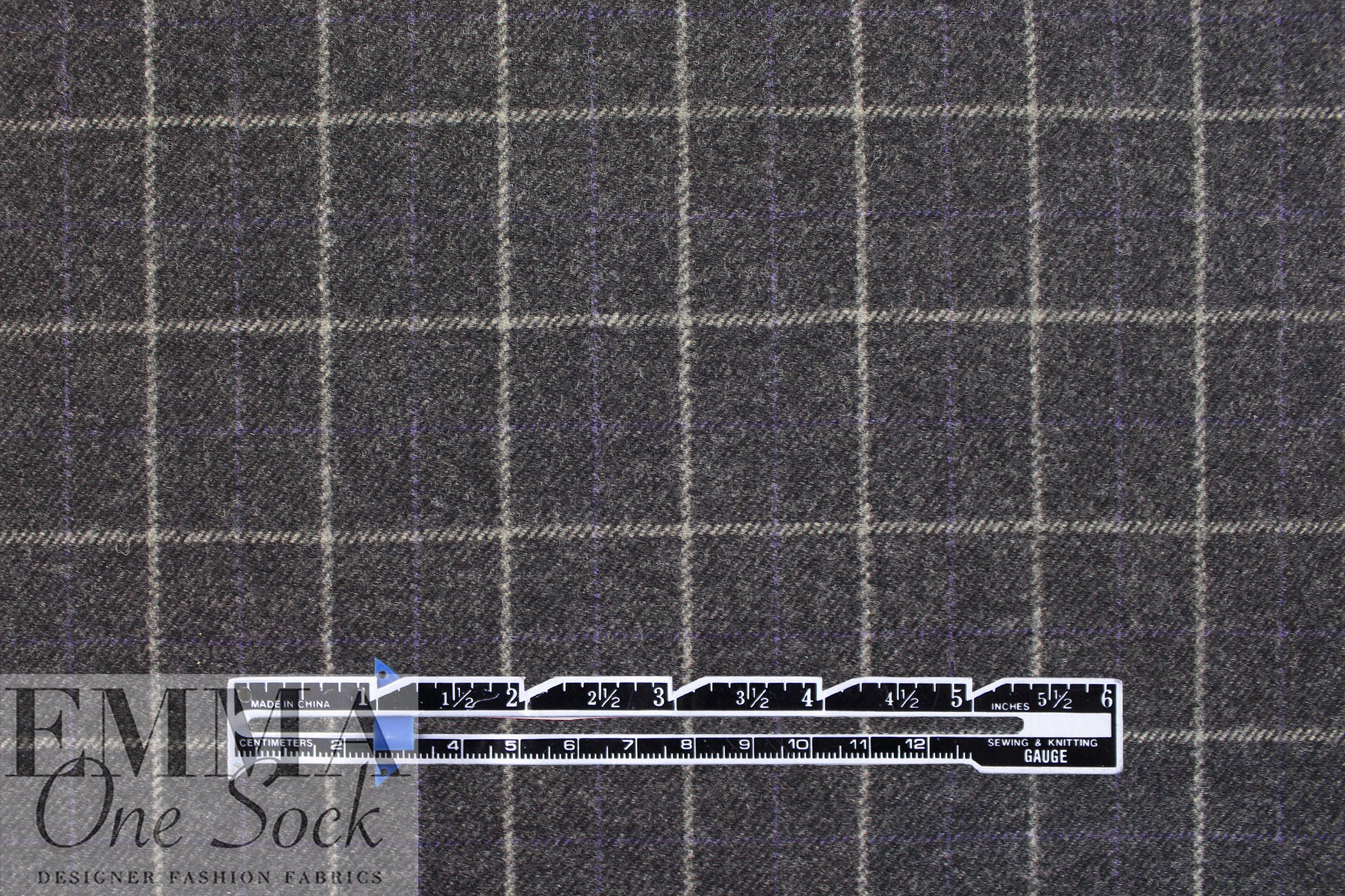 Italian all wool brushed twill windowpane suiting - charcoal 1.25 yds