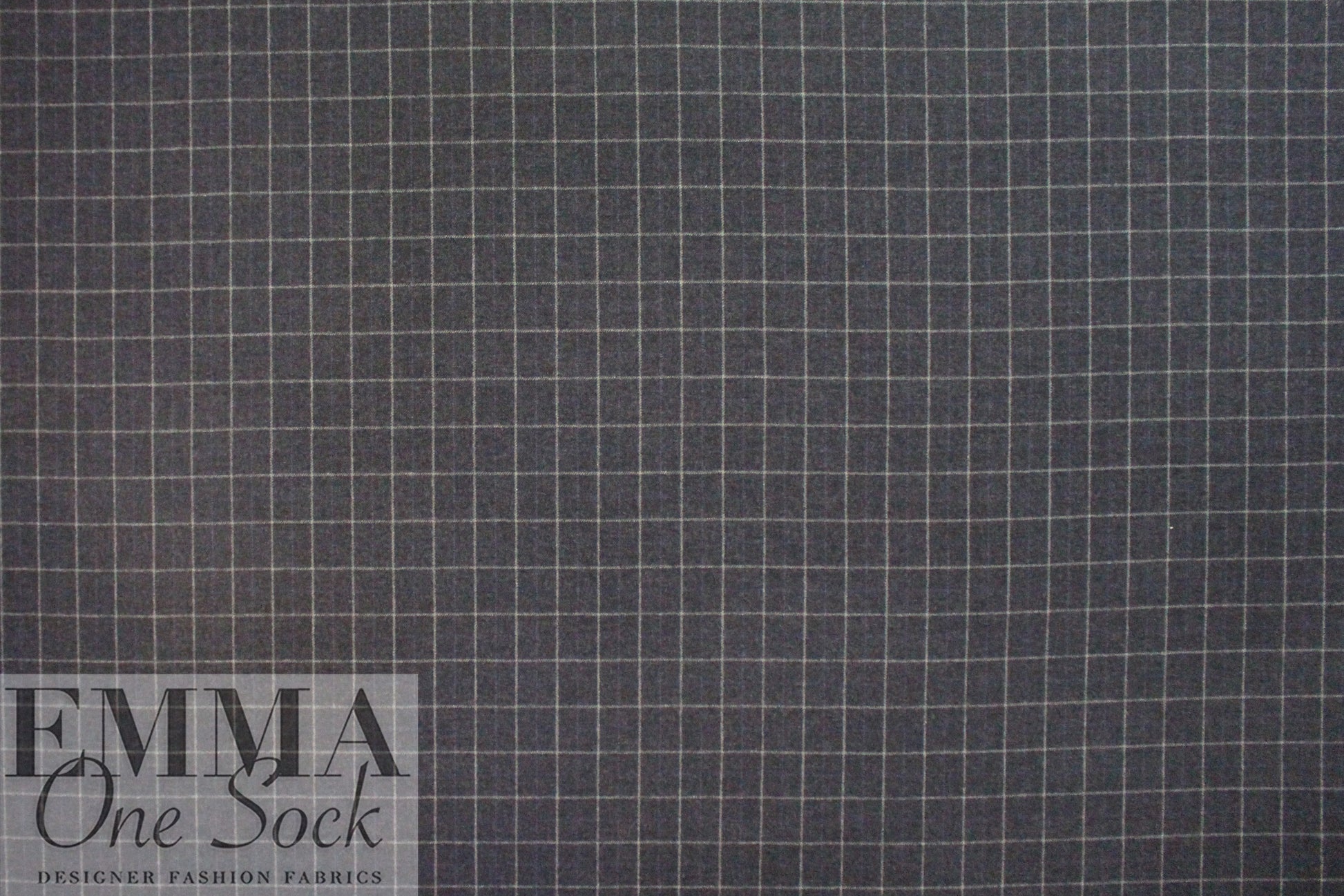 Italian all wool brushed twill windowpane suiting - charcoal 1.25 yds