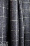 Italian all wool brushed twill windowpane suiting - charcoal 1.25 yds