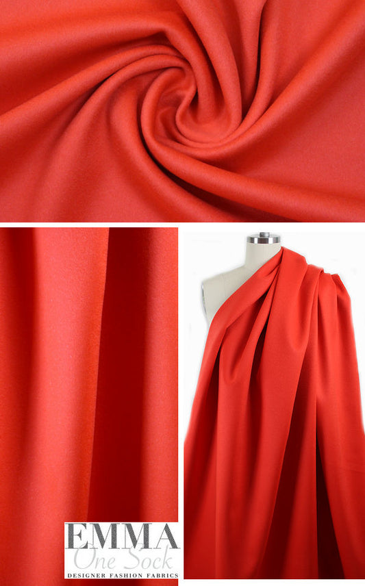 wool/angora/cashmere blend doublecloth - hot orange 1.45 yds