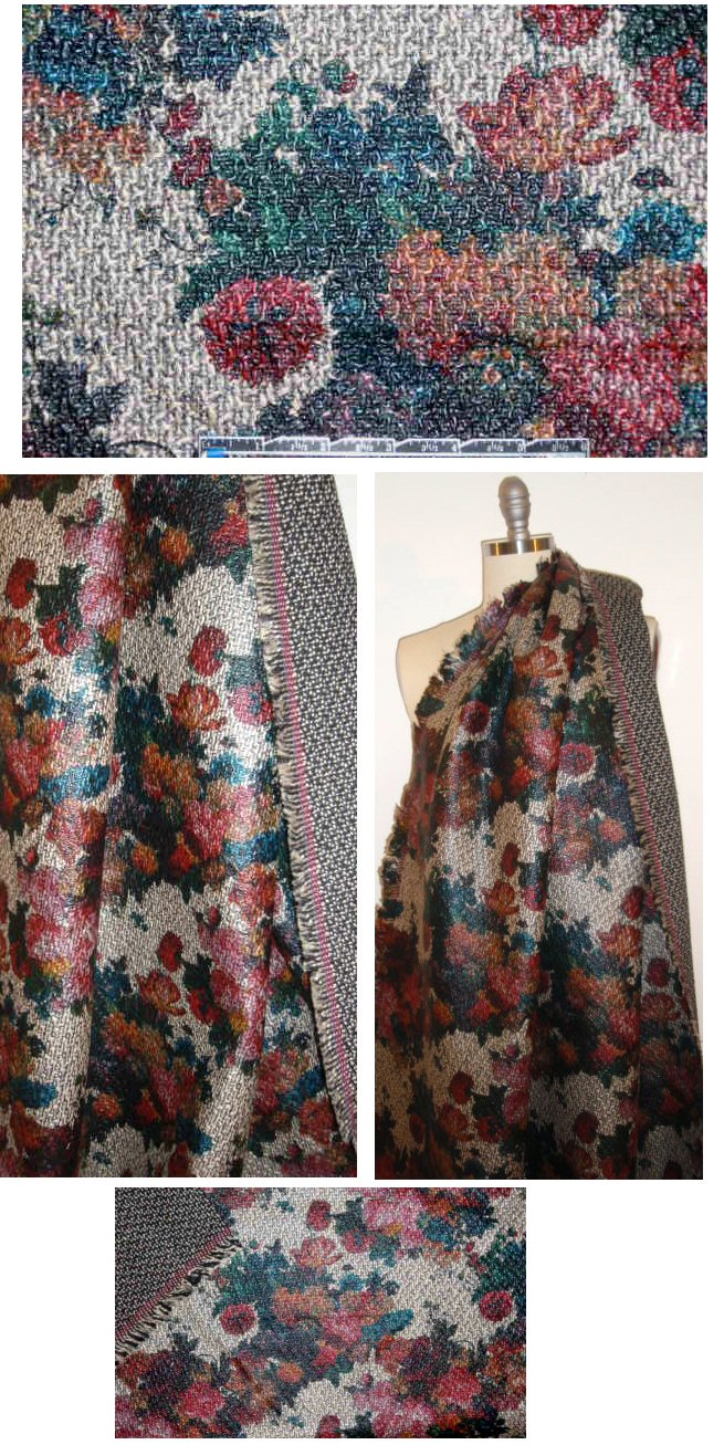 Italian vintage floral printed 'waxed' cotton woven