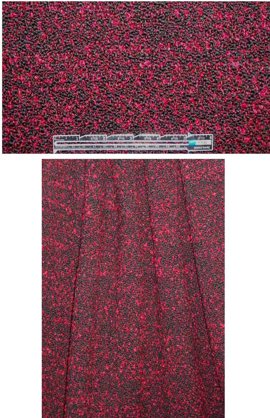 Jill S. red/black wool blend double boucle'