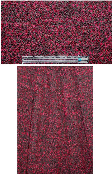 Jill S. red/black wool blend double boucle' 2.25 yds