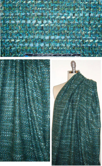 Italian wool boucle suiting/coating - teal/turq