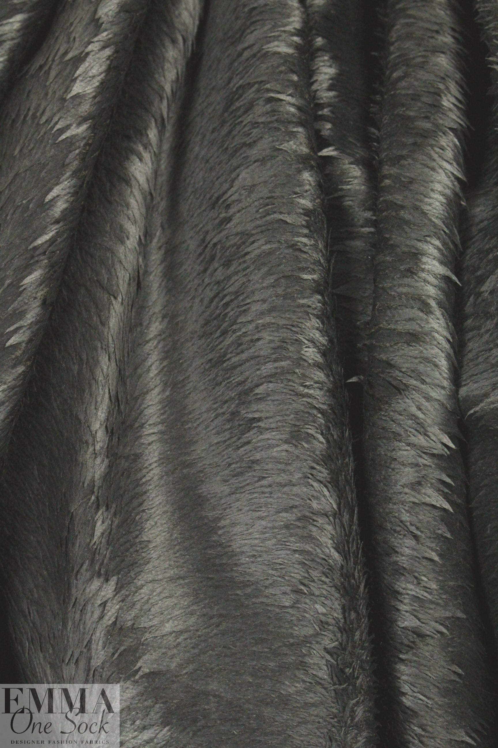 CA designer matted sculpted faux fur - ebony