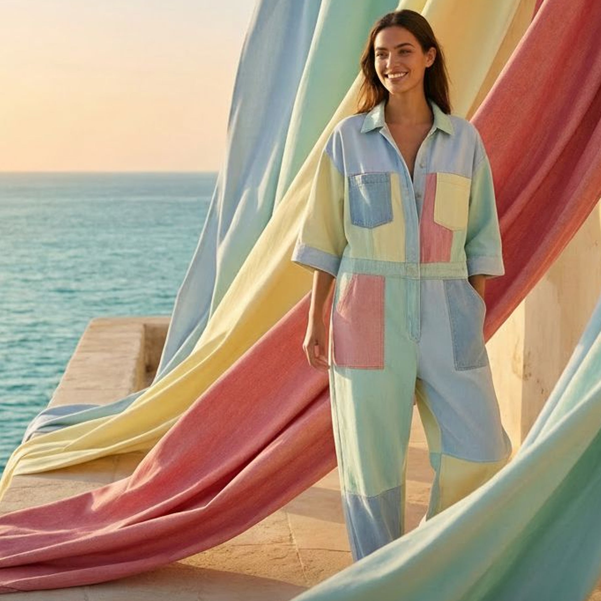 Italian reversible cotton denim - matcha