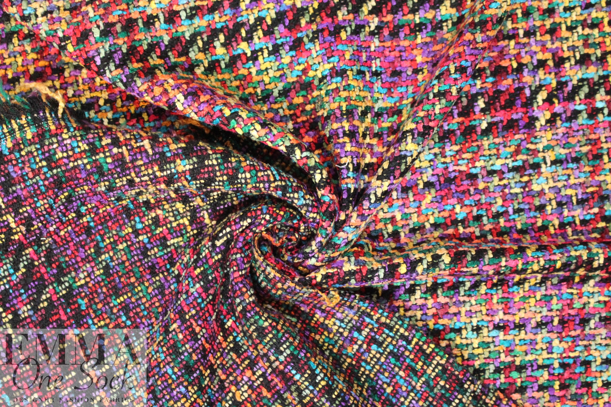 Tah@ri 'Chanel tweed' - turq/red/gold plaid