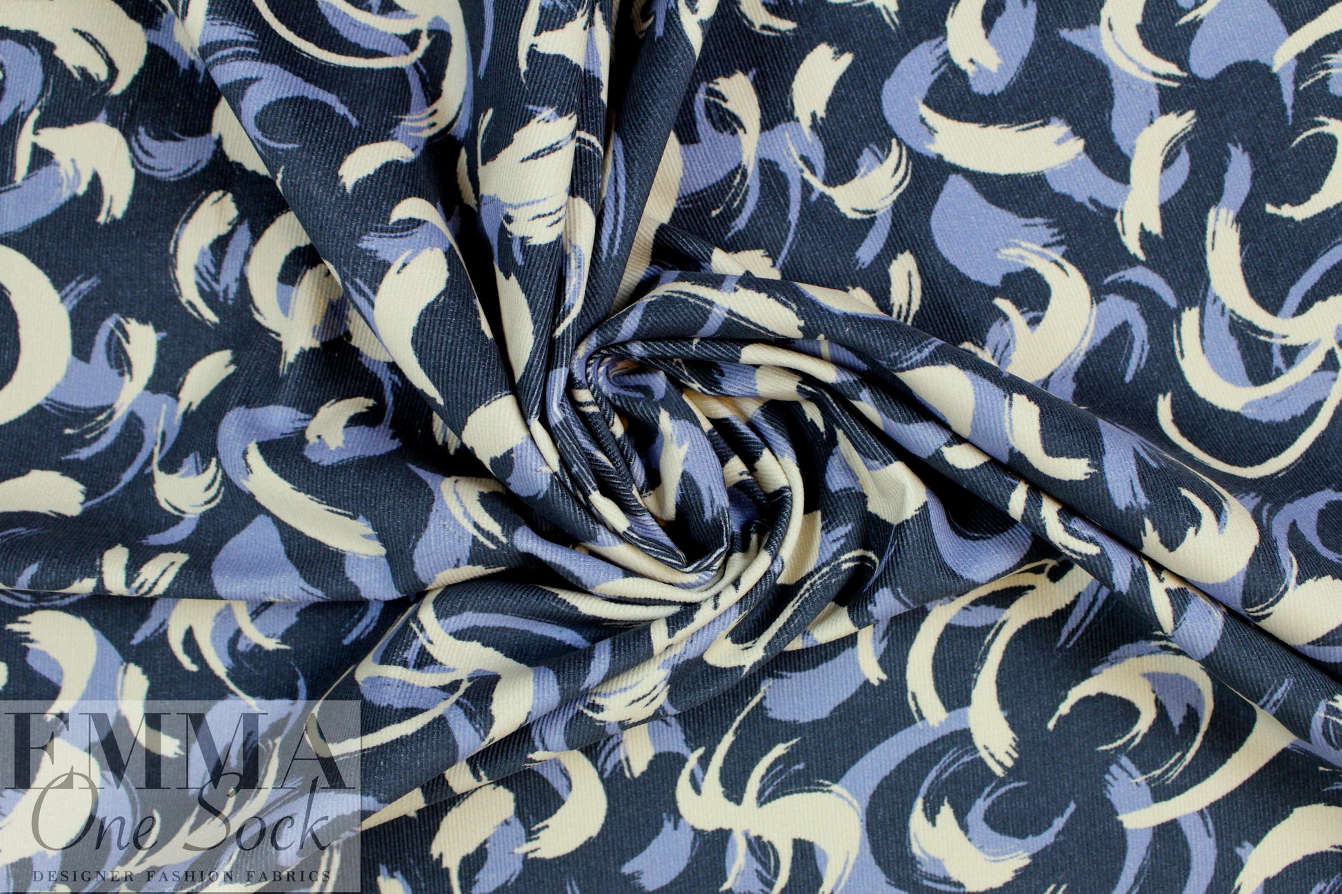 Italian brushstroke stretch corduroy - blue slate