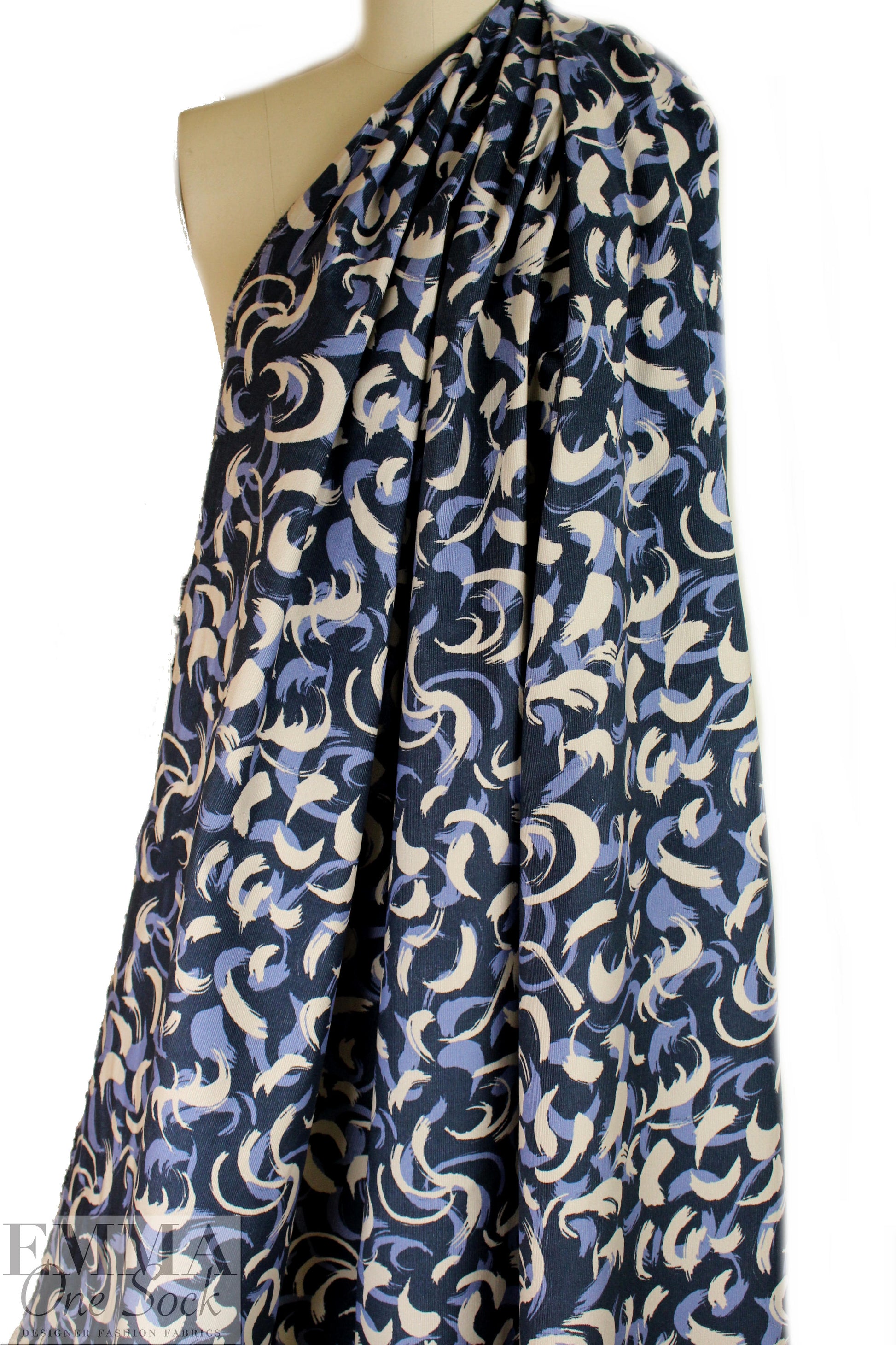 Italian brushstroke stretch corduroy - blue slate