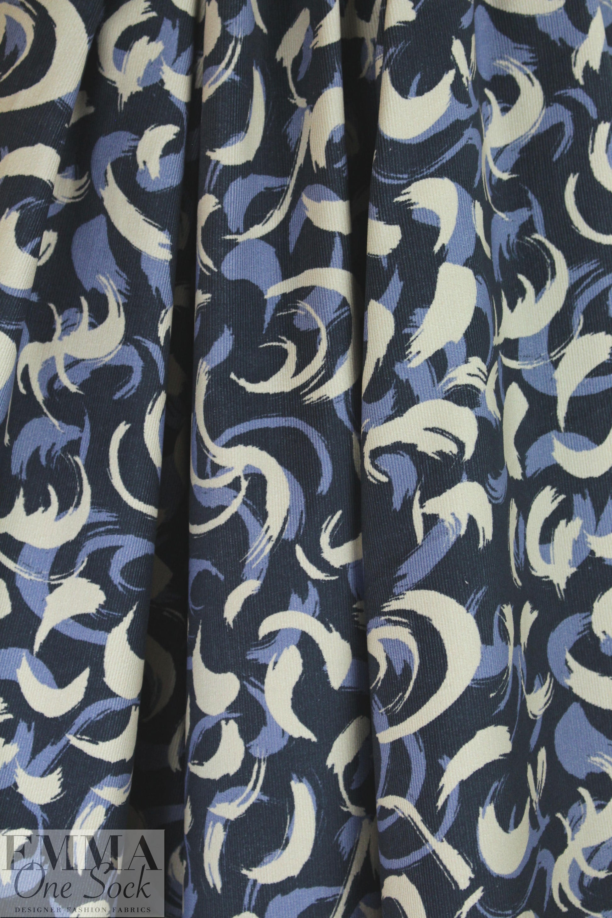 Italian brushstroke stretch corduroy - blue slate