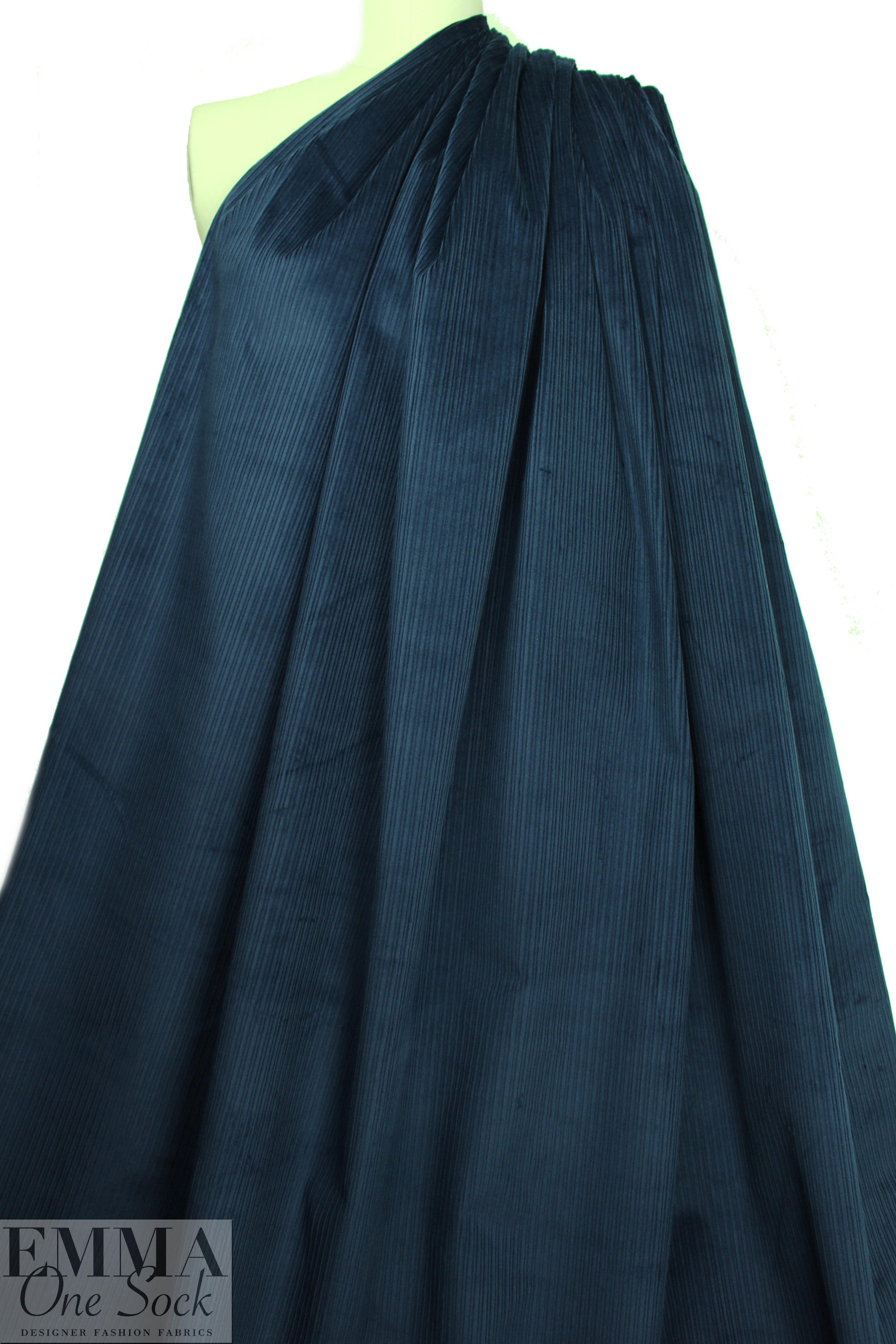8-wale 'thick/thin' stretch corduroy - marine blue