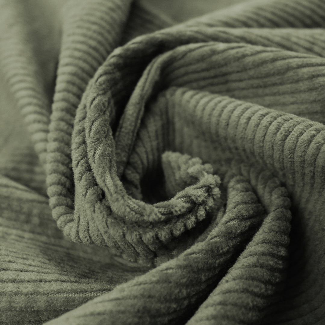 7-wale cotton stretch corduroy, Oeko-Tex cert. - green olive 1.875 yds