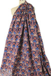 Italian art deco stretch corduroy - navy/clay