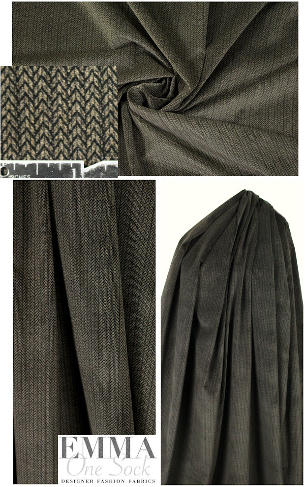 German black/mocha herringbone thin wale corduroy 2.2 yds