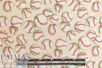 NY designer 'baseball anyone?' cotton woven