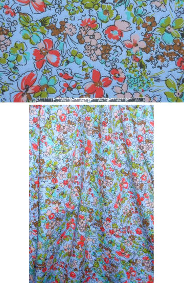 French periwinkle/poppy floral cotton shirting 1.33 yd