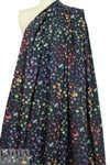 Italian colorful flowers on black cotton shirting