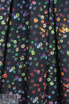 Italian colorful flowers on black cotton shirting