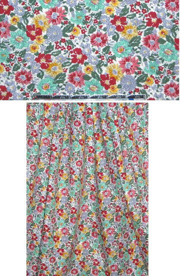 floral cotton dressweight woven - mint/rose