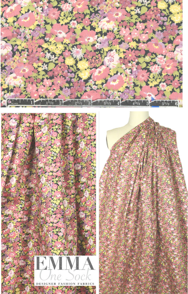 NY designer blush/sage floral cotton poplin woven