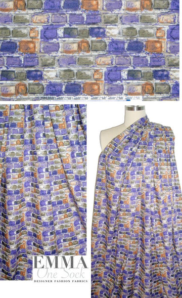 Italian 'bricklayer' printed cotton shirting
