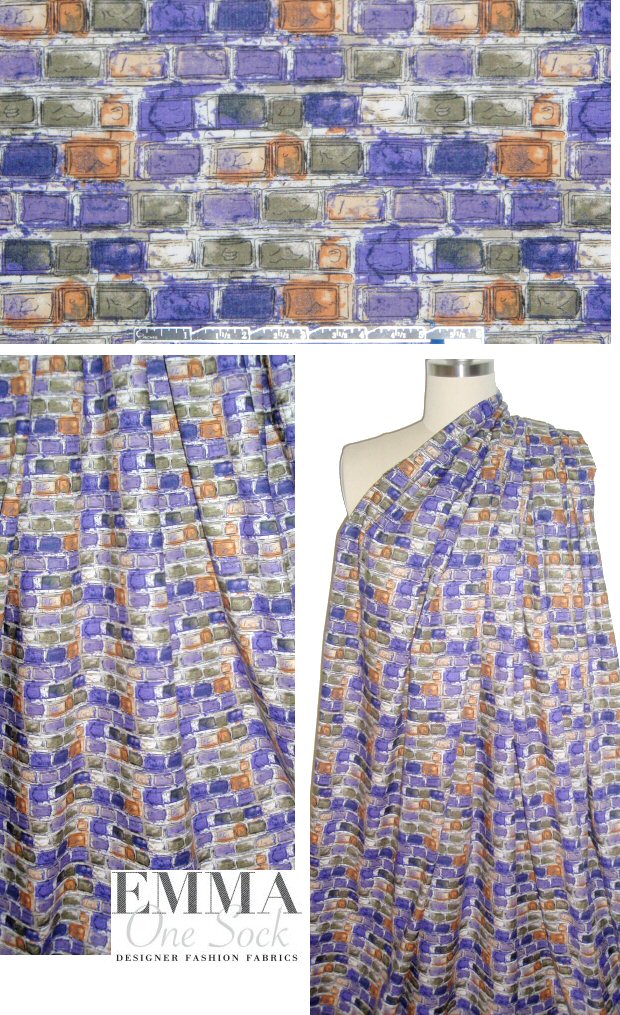 Italian 'bricklayer' printed cotton shirting 1.66 yds