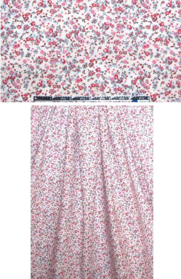 Italian floral cotton lawn - pink, red, blue-gray 1.55 yds