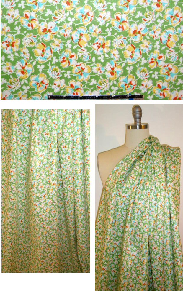 lemon/lime/tangerine floral cotton broadcloth