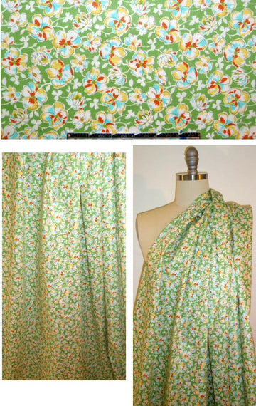 lemon/lime/tangerine floral cotton broadcloth