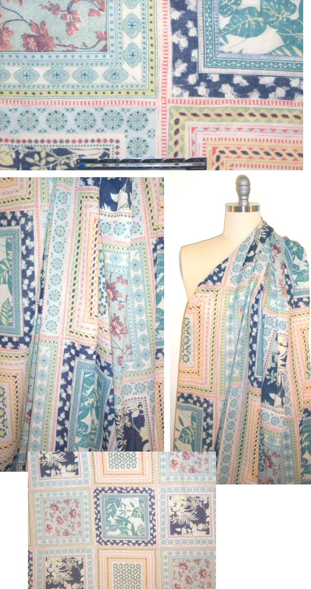 French soft-toned bandana squares cotton voile