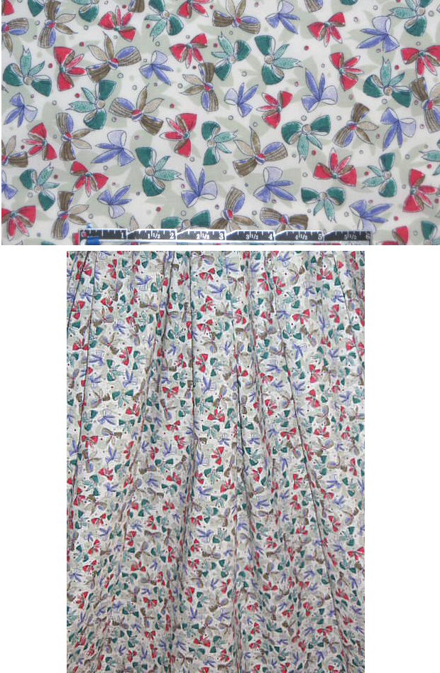 French bows print cotton lawn - watermelon/spruce