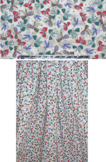 French bows print cotton lawn - watermelon/spruce