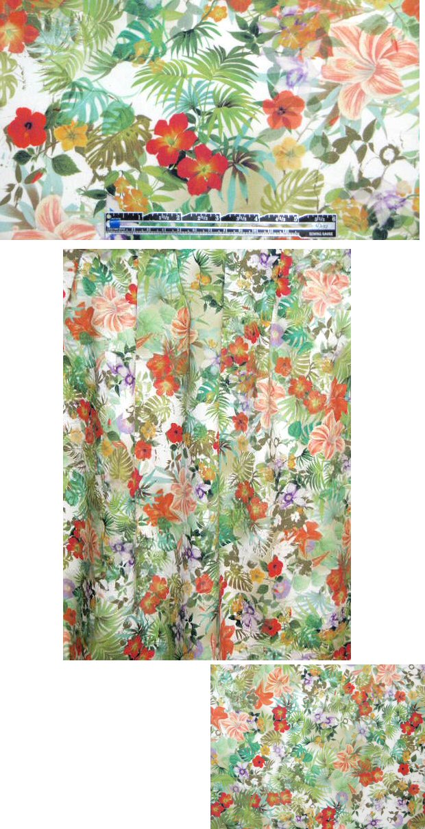French flower garden print stretch twill