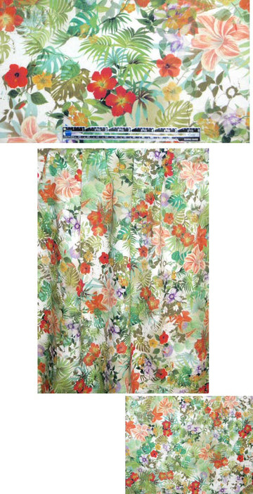 French flower garden print stretch twill