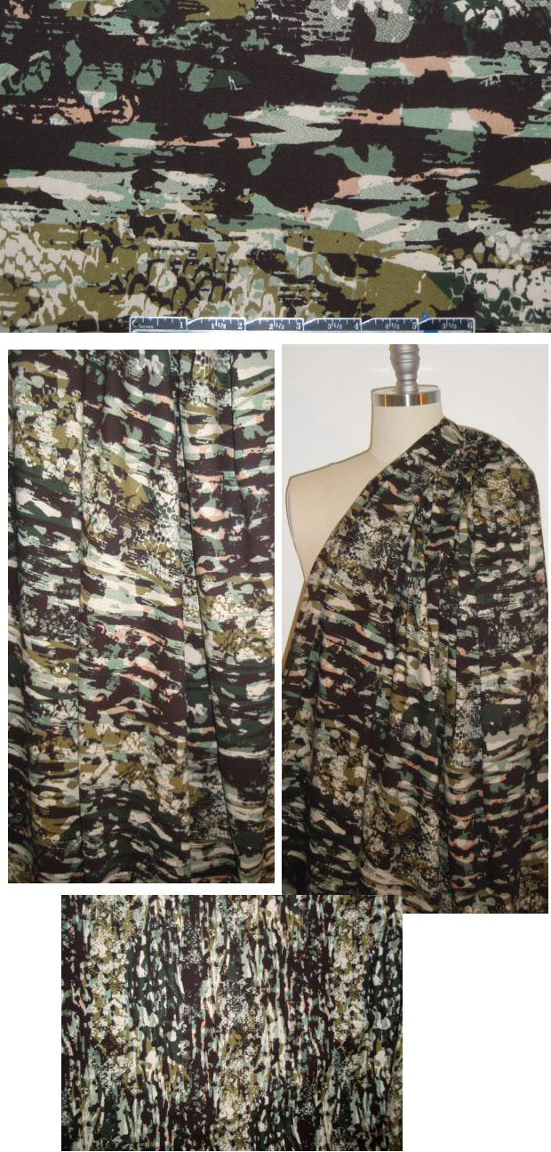 French 'in the woods' abstract stretch cotton .875 yds