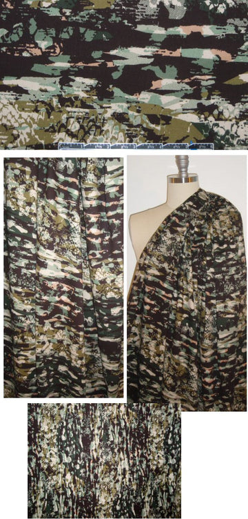 French 'in the woods' abstract stretch cotton .875 yds