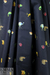Italian colorful critters on midnight cotton shirting