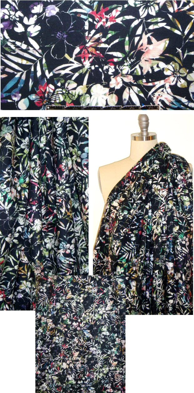 French silhouette floral stretch cotton