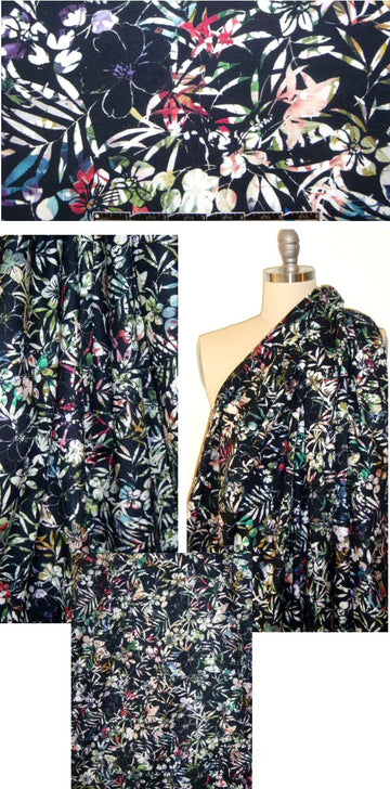 French silhouette floral stretch cotton