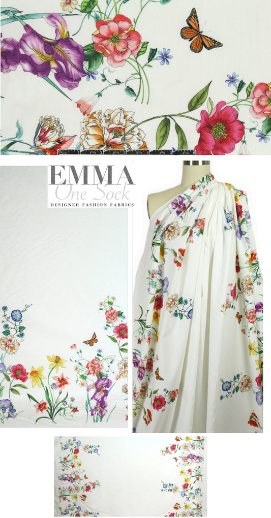Italian double border wildflower cotton woven