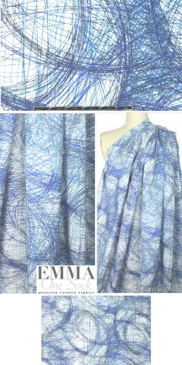 Italian digital 'tangled web' cotton stretch woven
